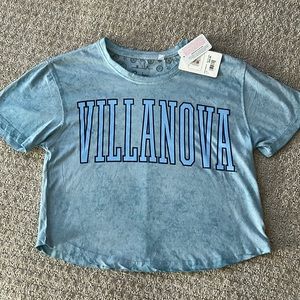 Villanova cropped light tie dye shirt.
